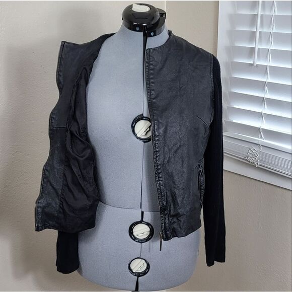 Jaclyn Smith Leather Jacket Ribbed Knit Size Large/L - Picture 9 of 15